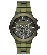 Michael Kors Men's Billie Quartz Chronograph Green Tone Stainless Steel Bracelet Watch