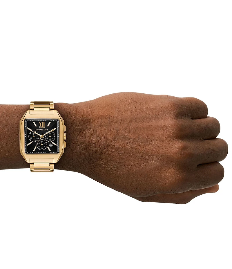 Michael Kors Men's Hayes Quartz Chronograph Gold-Tone Stainless Steel Bracelet Watch