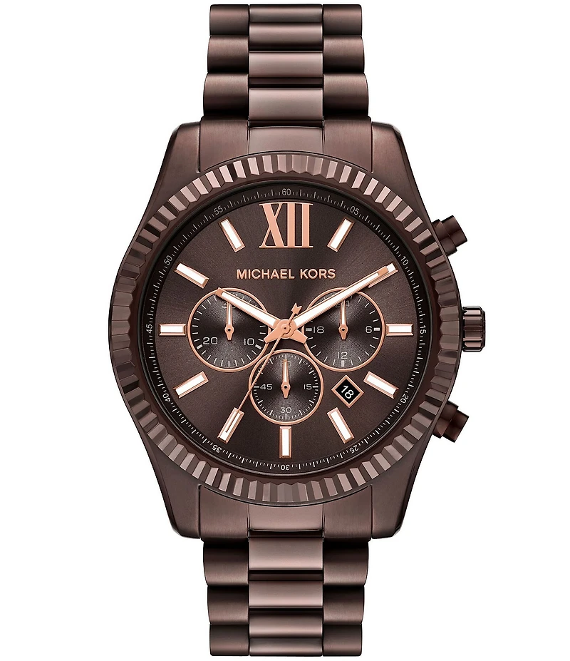 Michael Kors Men's Lexington Quartz Chronograph Brown Stainless Steel Bracelet Watch