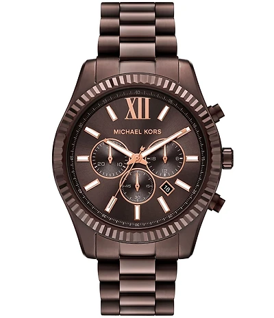 Michael Kors Men's Lexington Quartz Chronograph Brown Stainless Steel Bracelet Watch