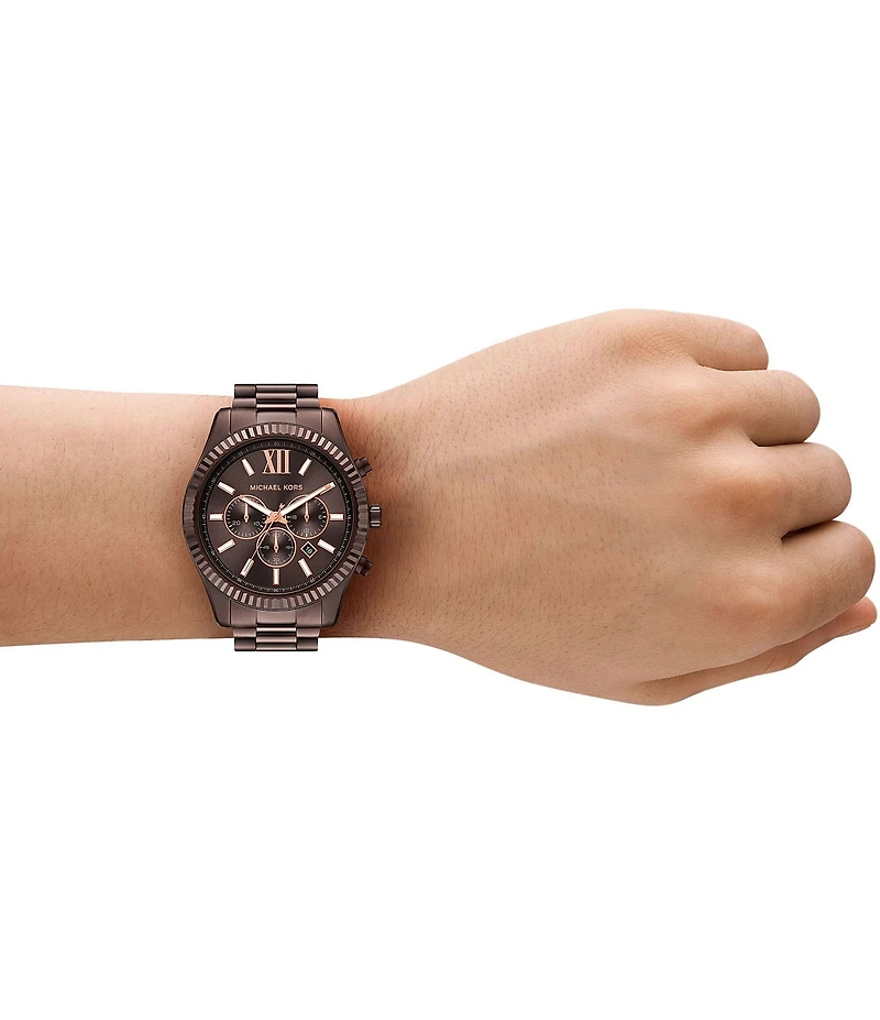 Michael Kors Men's Lexington Quartz Chronograph Brown Stainless Steel Bracelet Watch