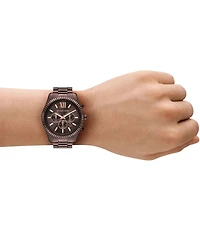 Michael Kors Men's Lexington Quartz Chronograph Brown Stainless Steel Bracelet Watch