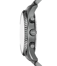 Michael Kors Men's Lexington Quartz Chronograph Gunmetal Stainless Steel Bracelet Watch and Bracelet Set