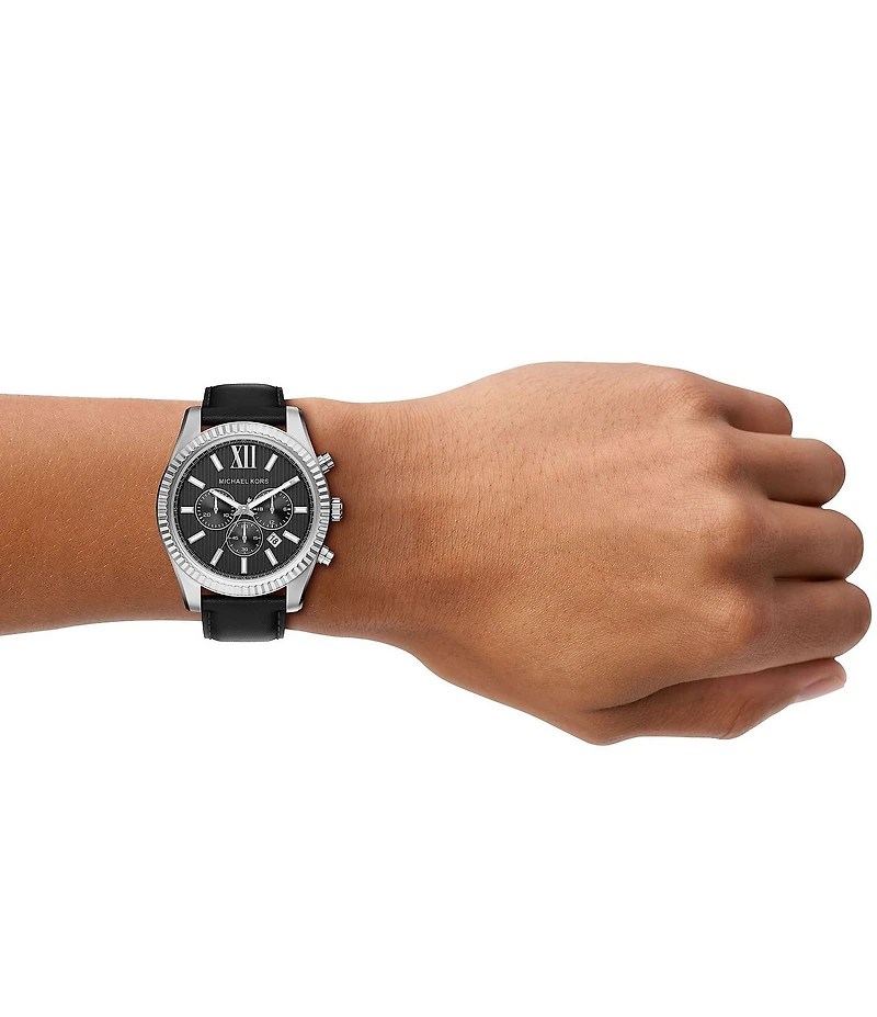 Michael Kors Men's Lexington Quartz Chronograph Leather Strap Watch