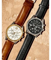 Michael Kors Men's Lexington Quartz Chronograph Leather Strap Watch