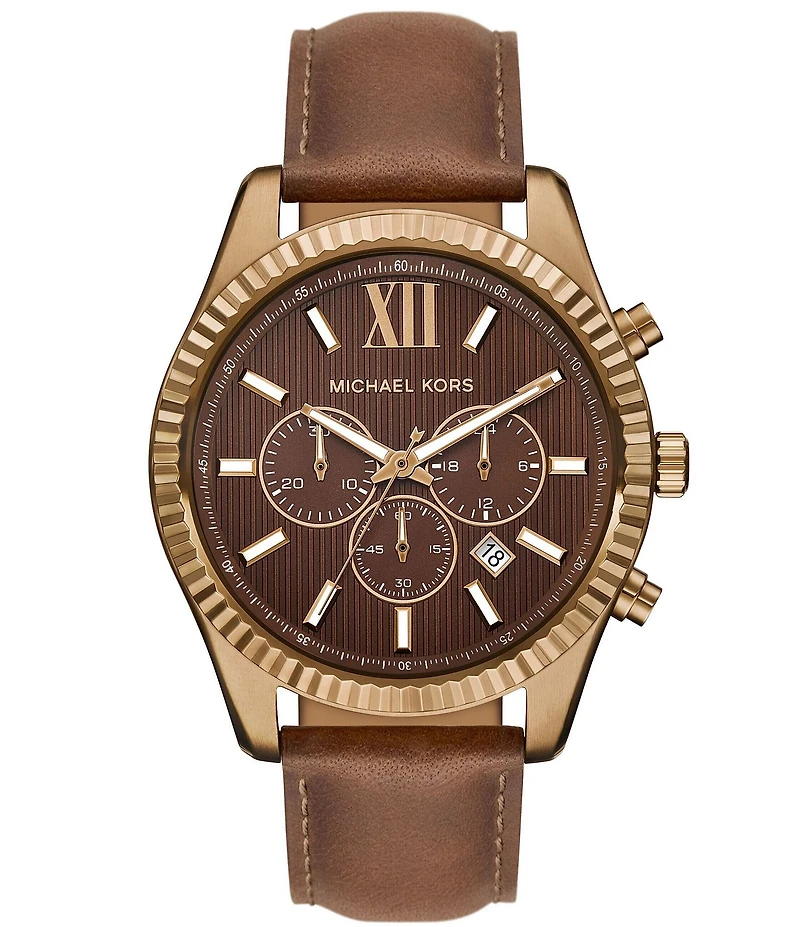 Michael Kors Men's Lexington Quartz Chronograph Leather Strap Watch