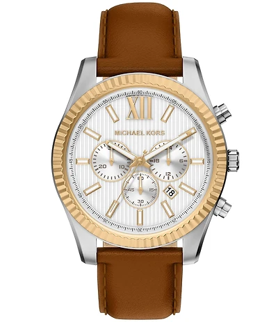 Michael Kors Men's Lexington Quartz Chronograph Leather Strap Watch