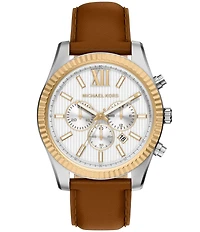 Michael Kors Men's Lexington Quartz Chronograph Leather Strap Watch
