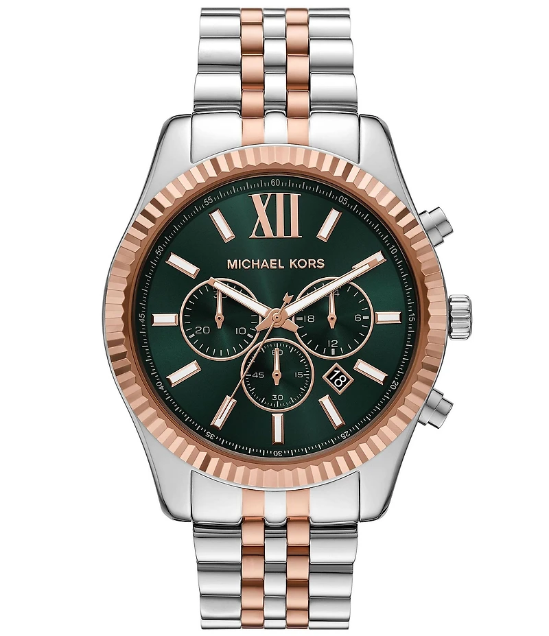 Michael Kors Men's Lexington Quartz Chronograph Two Tone Stainless Steel Bracelet Watch