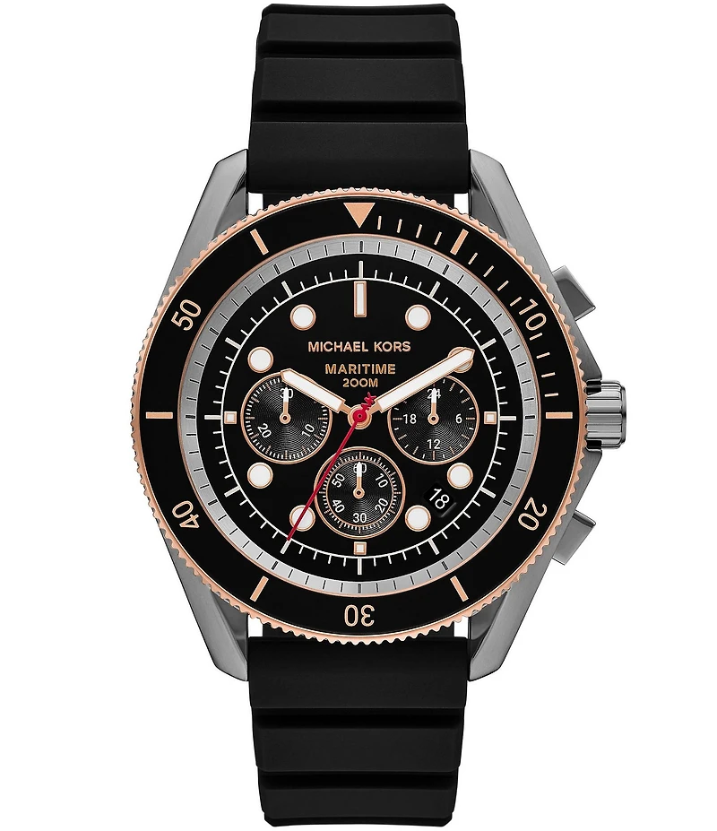 Michael Kors Men's Maritime Chronograph Black Dial Silicone Strap Watch