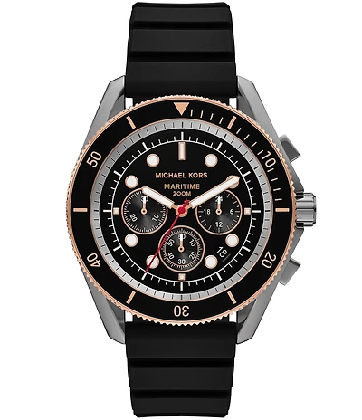 Michael Kors Men's Maritime Chronograph Black Dial Silicone Strap Watch