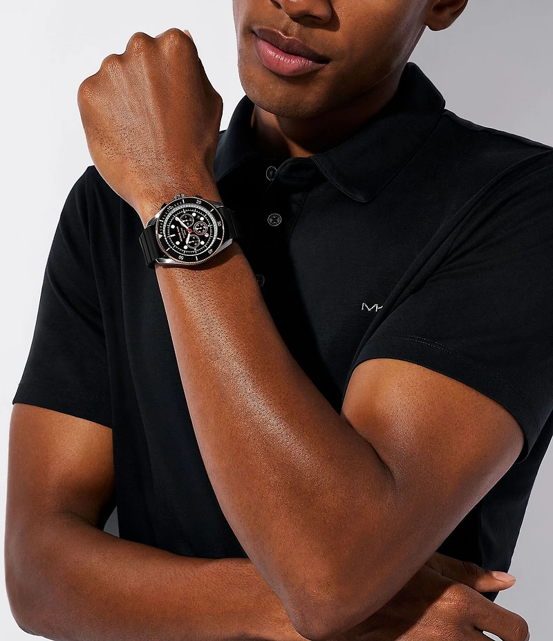 Michael Kors Men's Maritime Chronograph Black Dial Silicone Strap Watch