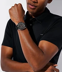 Michael Kors Men's Maritime Chronograph Black Dial Silicone Strap Watch