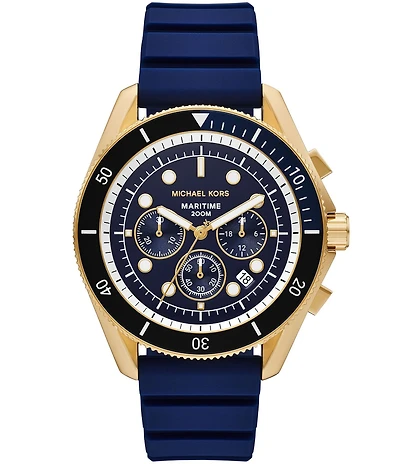 Michael Kors Men's Maritime Chronograph Black Dial Silicone Strap Watch