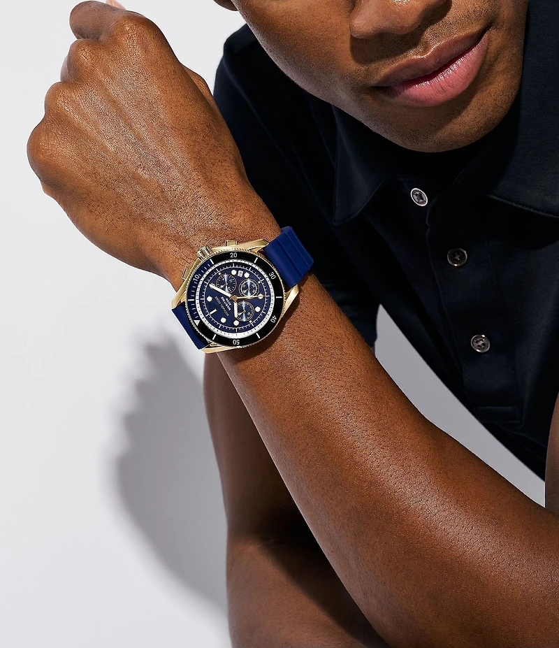 Michael Kors Men's Maritime Chronograph Black Dial Silicone Strap Watch