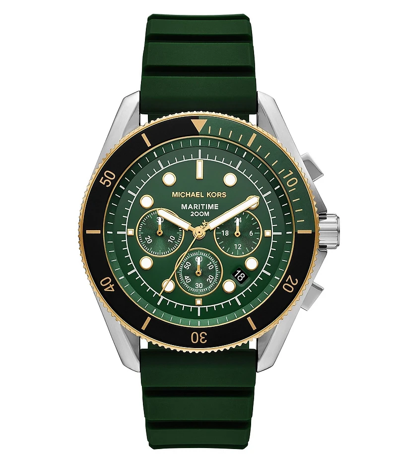Michael Kors Men's Maritime Chronograph Green Silicone Strap Watch