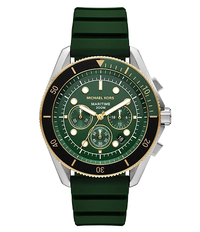 Michael Kors Men's Maritime Chronograph Green Silicone Strap Watch