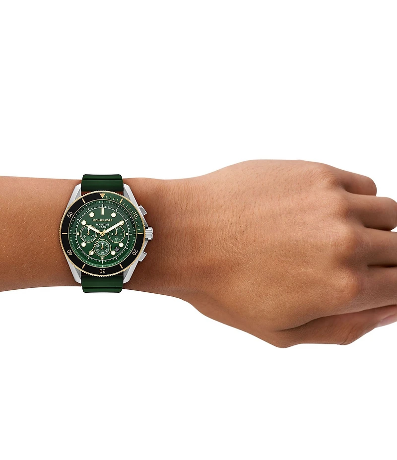 Michael Kors Men's Maritime Chronograph Green Silicone Strap Watch