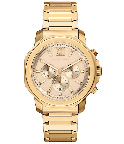 Michael Kors Men's Prescott Quartz Chronograph Gold Tone Stainless Steel Bracelet Watch