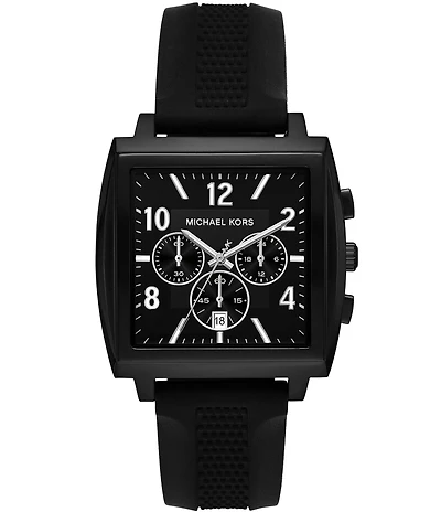Michael Kors Men's Rhys Quartz Chronograph Black Silicone Strap Watch
