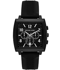 Michael Kors Men's Rhys Quartz Chronograph Black Silicone Strap Watch