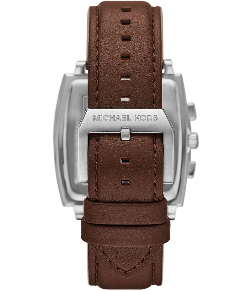 Michael Kors Men's Rhys Quartz Chronograph Brown Leather Strap Watch