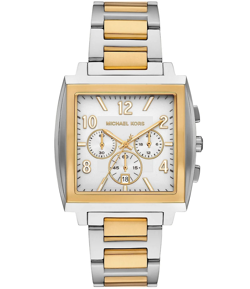Michael Kors Men's Rhys Quartz Chronograph Two Tone Stainless Steel Bracelet Watch