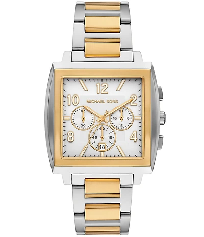 Michael Kors Men's Rhys Quartz Chronograph Two Tone Stainless Steel Bracelet Watch