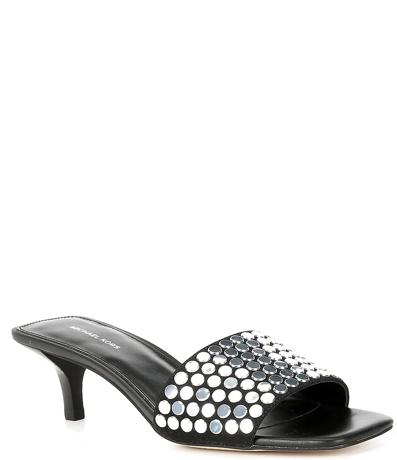 Michael Kors Merriam Microsuede Studded Nailhead Slide Sandals