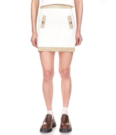 Michael Kors Metallic Trim Pencil Mini Skirt