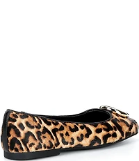 Michael Kors Milan Flex Leopard Print Haircalf Logo Ornament Ballet Flats
