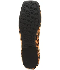 Michael Kors Milan Flex Leopard Print Haircalf Logo Ornament Ballet Flats