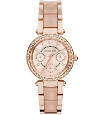 Michael Kors Mini Parker Multifunction Blush Stainless Steel Watch