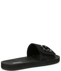 Michael Kors MK Signature Logo Charm Glitter Slide Sandals
