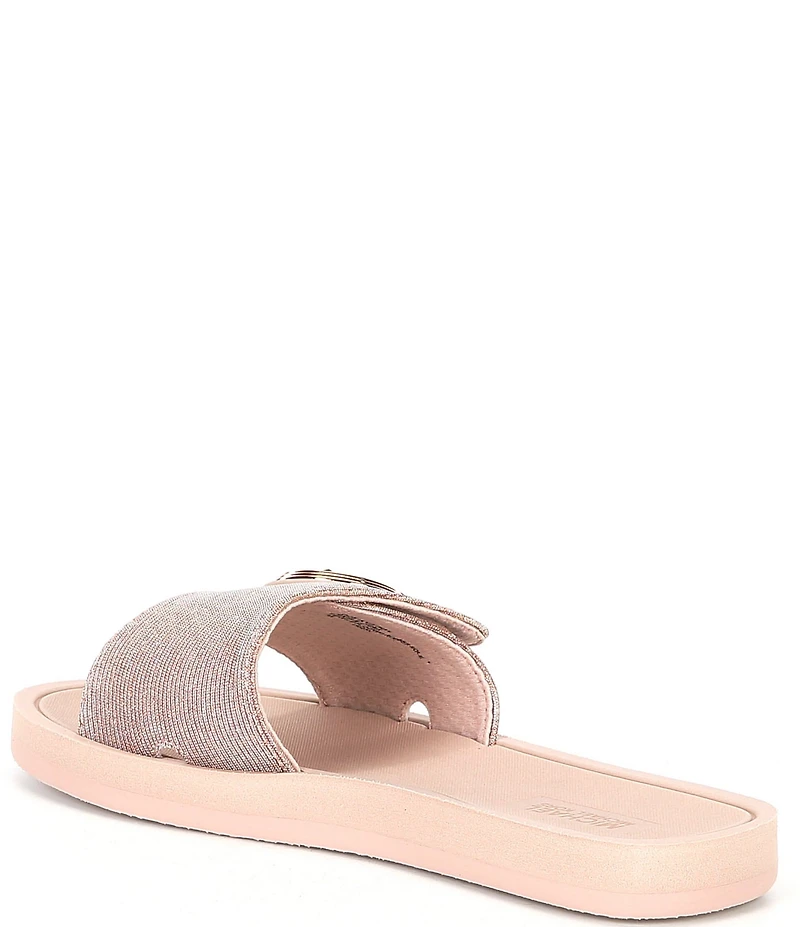 Michael Kors MK Signature Logo Charm Glitter Slide Sandals