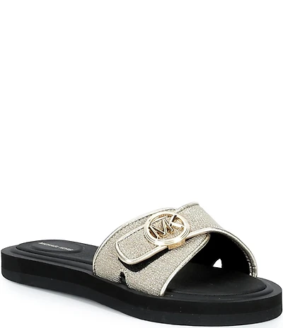 Michael Kors MK Logo Glitter Slide Sandals