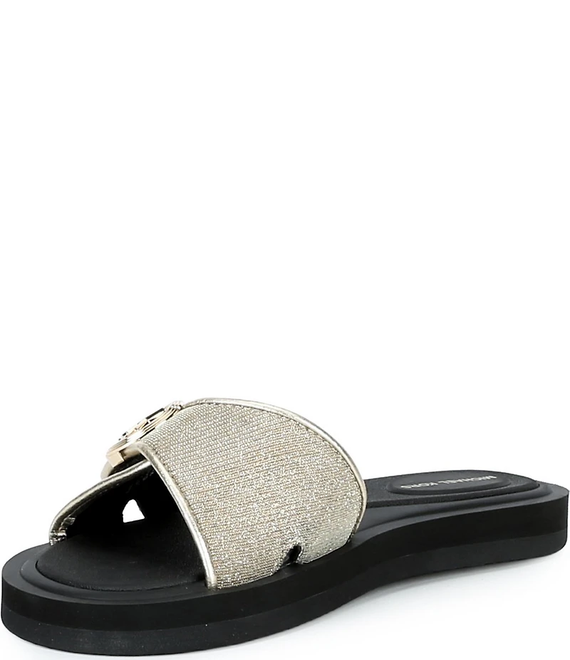 Michael Kors MK Logo Glitter Slide Sandals