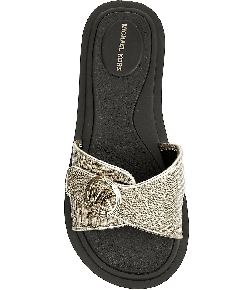 Michael Kors MK Logo Glitter Slide Sandals