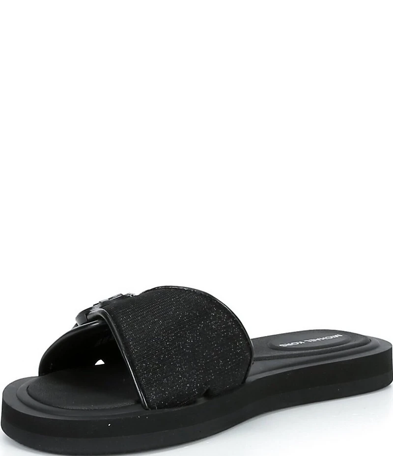Michael Kors MK Logo Glitter Slide Sandals