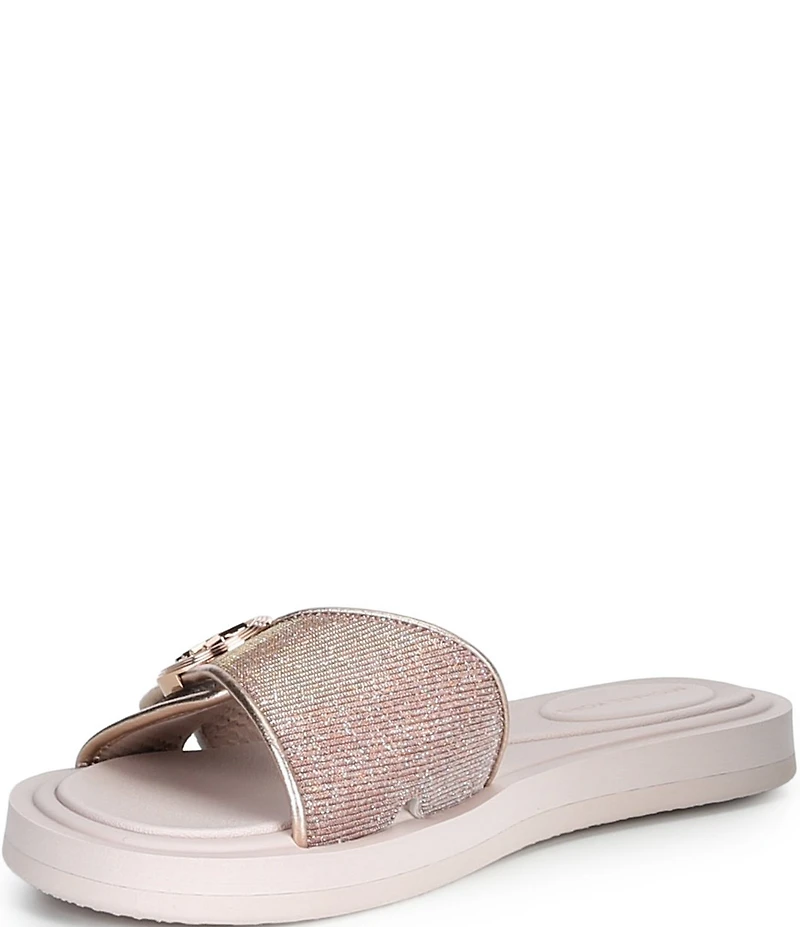 Michael Kors MK Logo Glitter Slide Sandals