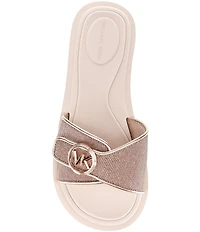Michael Kors MK Logo Glitter Slide Sandals