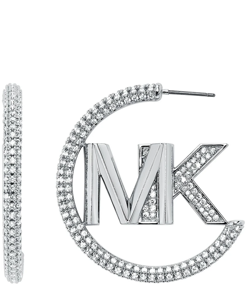 Michael Kors MK Metallic Muse Silver-Tone Brass Hoop Earrings