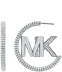 Michael Kors MK Metallic Muse Silver-Tone Brass Hoop Earrings