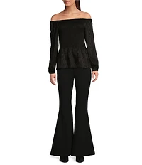 Michael Kors Moire Jacquard Off-The-Shoulder Long Sleeve Smocked Top