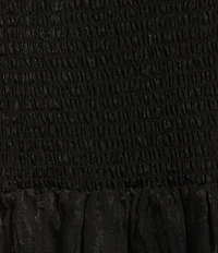 Michael Kors Moire Jacquard Off-The-Shoulder Long Sleeve Smocked Top