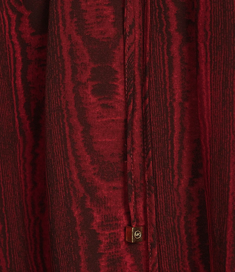 Michael Kors Moire Tie Crew Neck Long Sleeve Top
