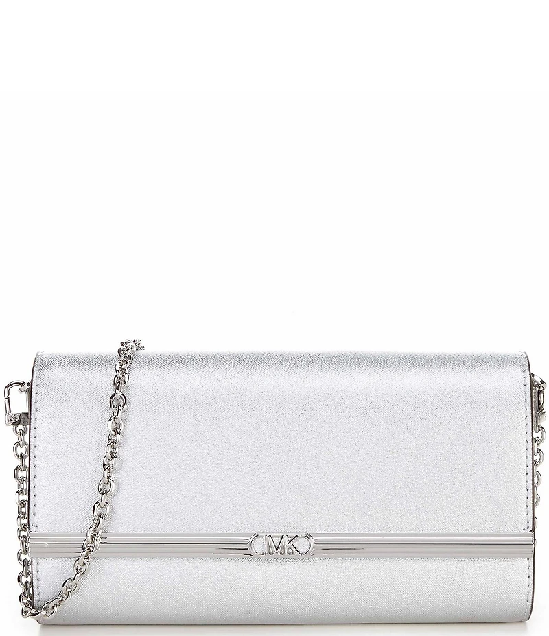 Michael Kors Mona Large Metallic Leather Clutch