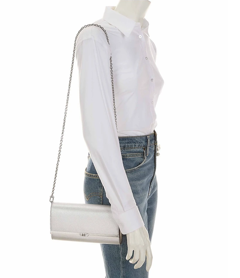 Michael Kors Mona Large Metallic Leather Clutch