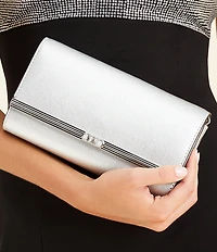 Michael Kors Mona Large Metallic Leather Clutch