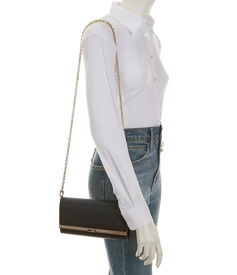 Michael Kors Mona Large Metallic Leather Clutch
